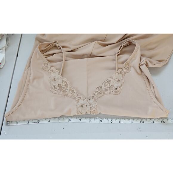 Bali Studio Nude Lace Trim Slip Dress Womens SM Minimalist Y2K Neutral Ballet - Picture 5 of 7